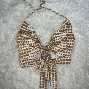 Forever 21 Brown and Cream Polka Dot Crop Top